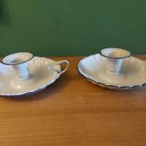 Pair of enamelled candle holders