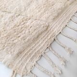 Moroccan Berber carpet Beni Ouarain unbleached with engraved diamonds 302x197cm