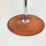 Atelje Lyktan desk lamp in chrome and vintage brown leather, mid-century, Sweden.