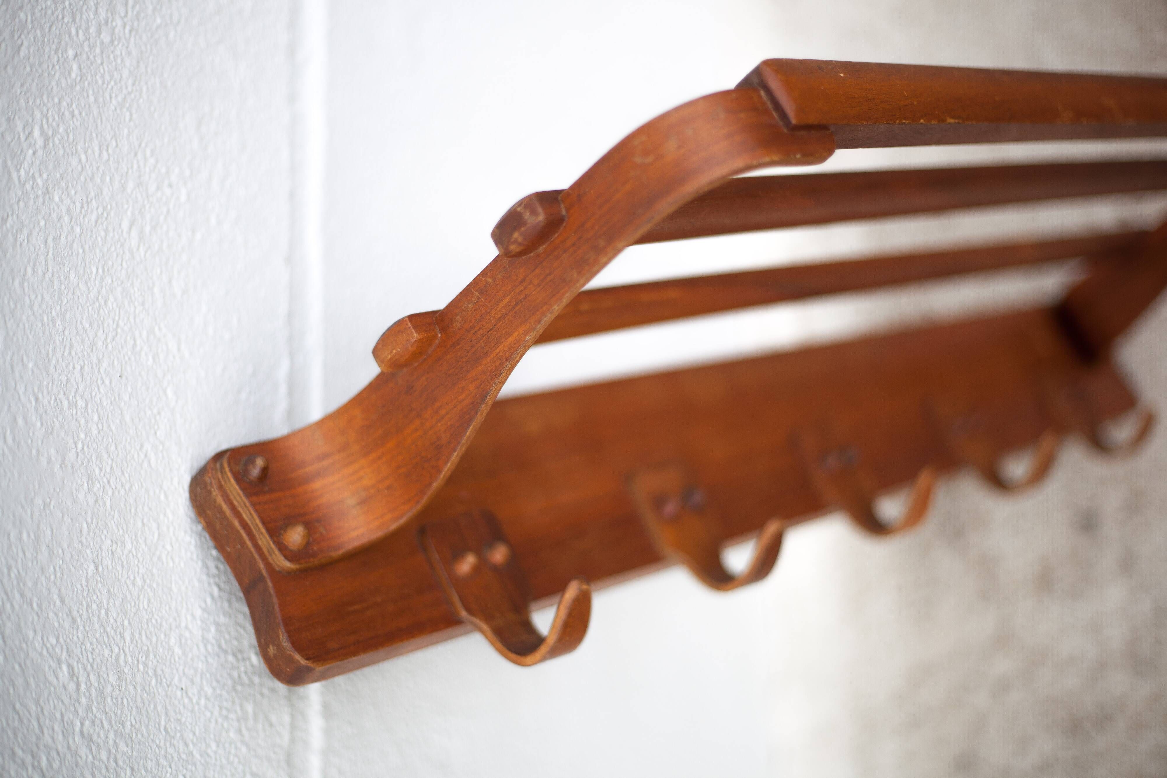 German wooden coat rack attributed to Bruno Paul, vintage coat rack, wall coat rack, woode