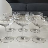 Lot of 6 x Champagne Coupes/Verreries Doyen. Art Deco. In half crystal.