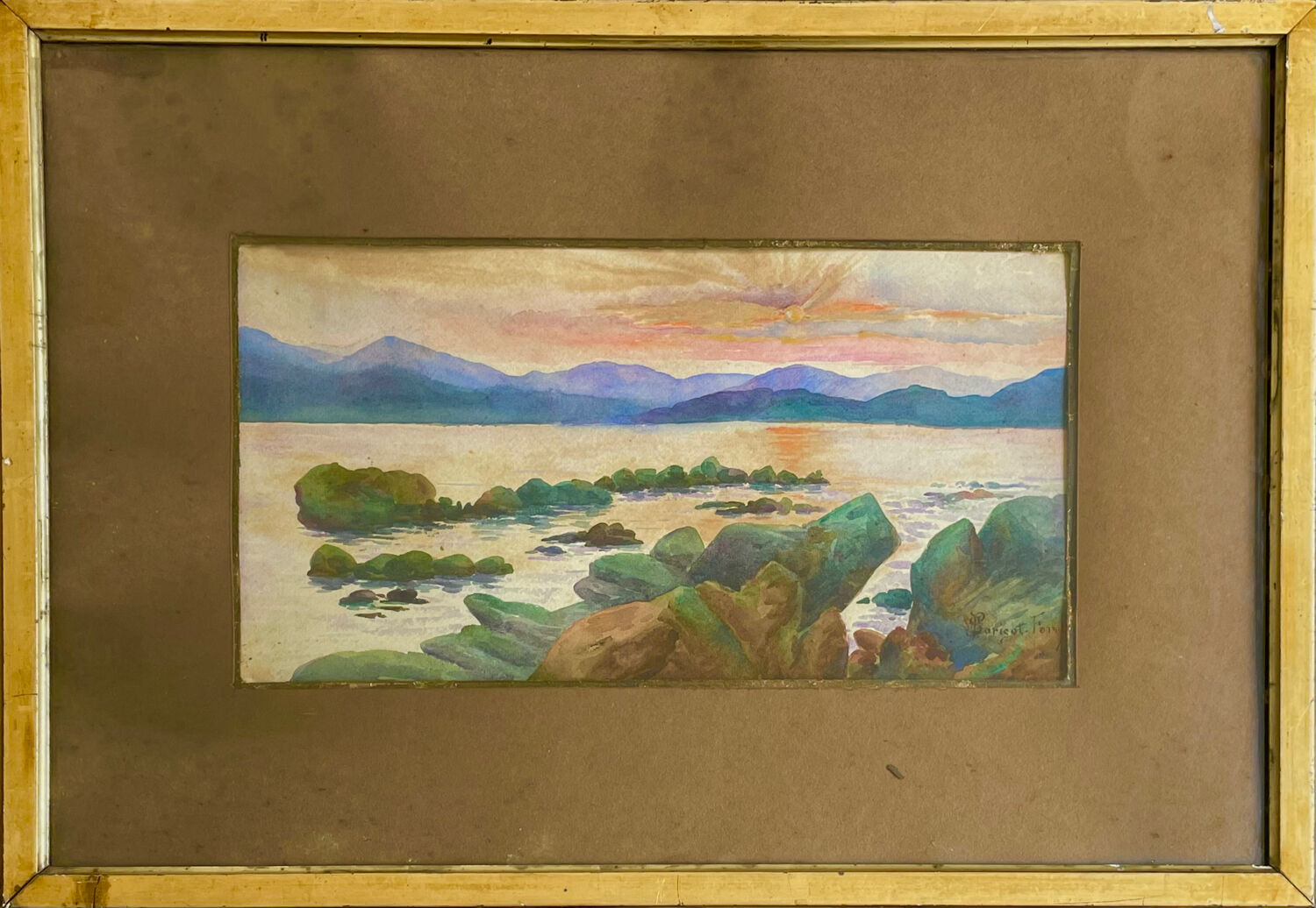 Old sunset painting painting early 20th century