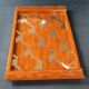 Two wooden and glass trays