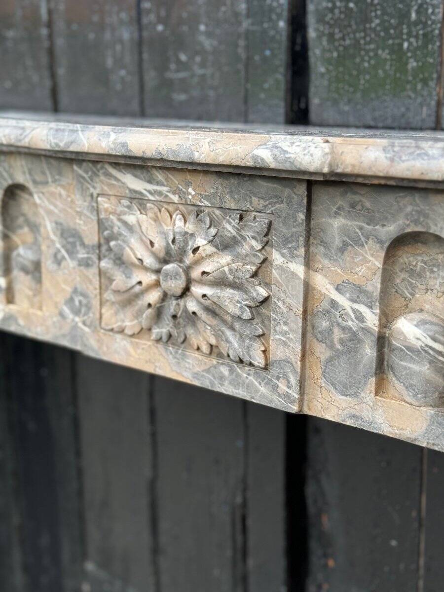 Louis XVI Fireplace In Gray Ardennes Marble, 18th Century