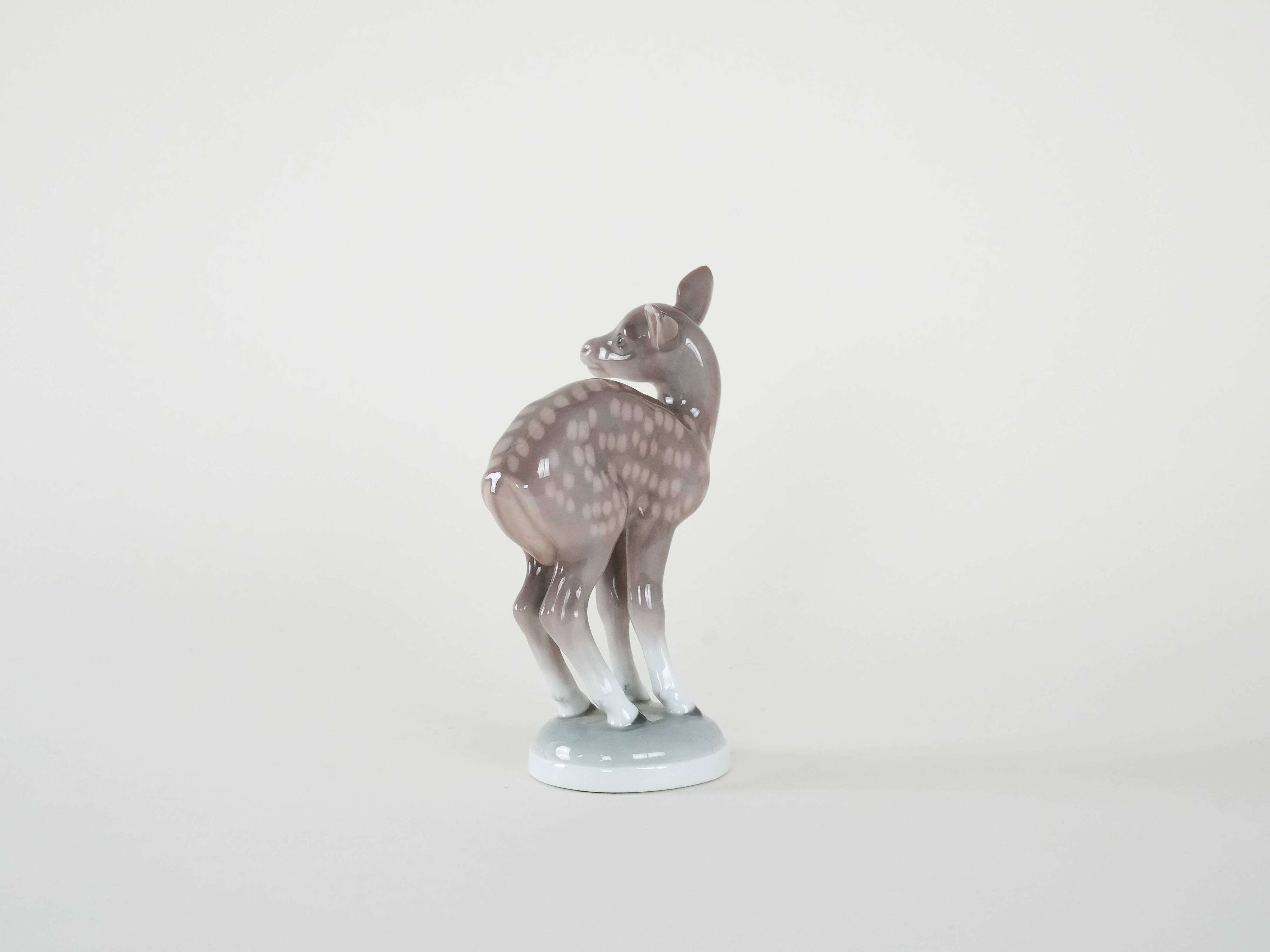Porcelain deer figurine, Danish design, 1970s, manufacturer: Bing & Grøndah