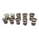 Set of 5 water glasses and 5 aperitif glasses with granite decorations and gold edging from the 1950s