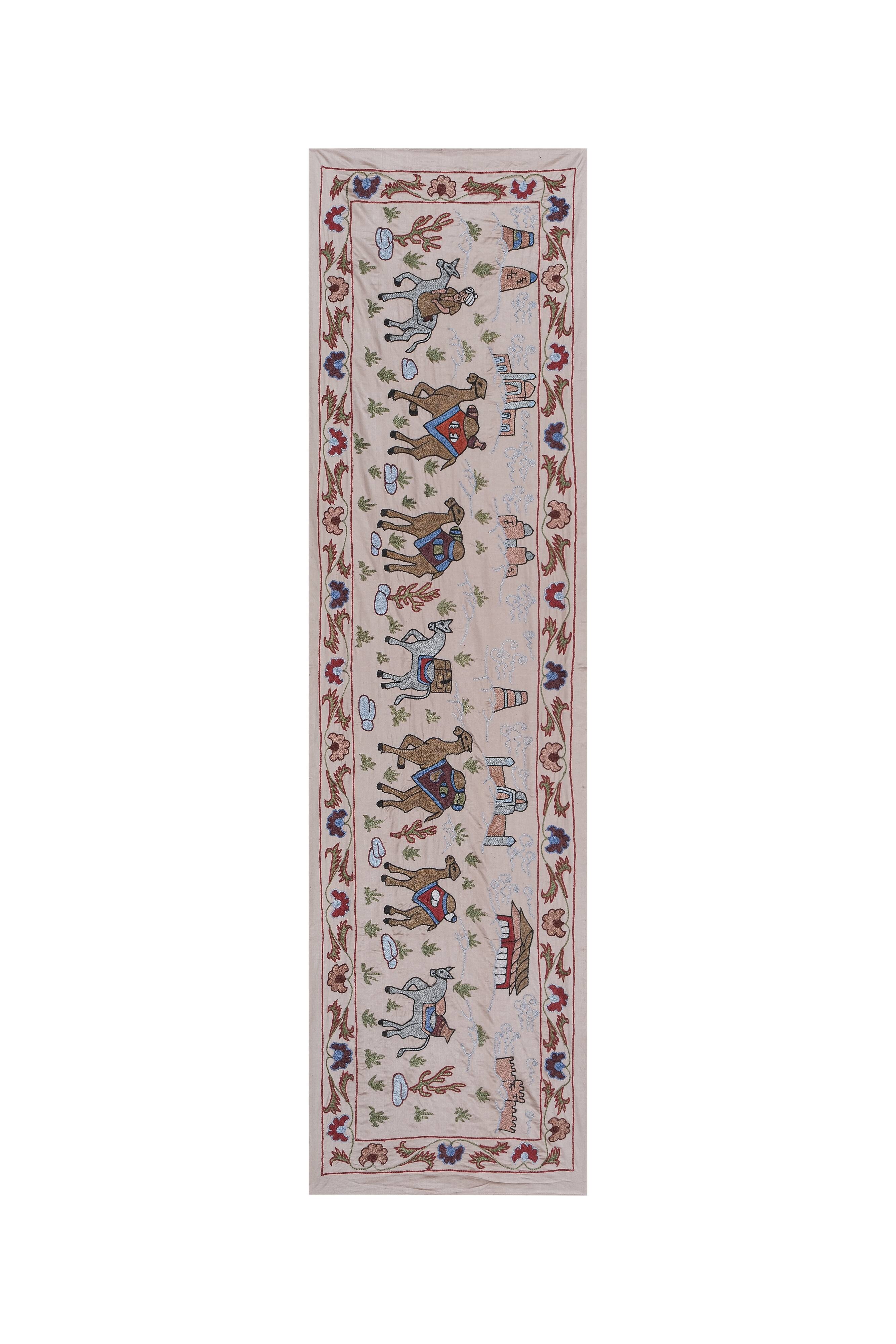 Hand knotted rug, vintage turkish rug 52x190 cm