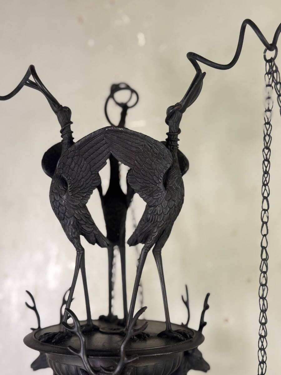 Tripod with herons, oil lamp holder, large object, bronze, Italy 19th century