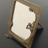 1 small art nouveau brass mirror