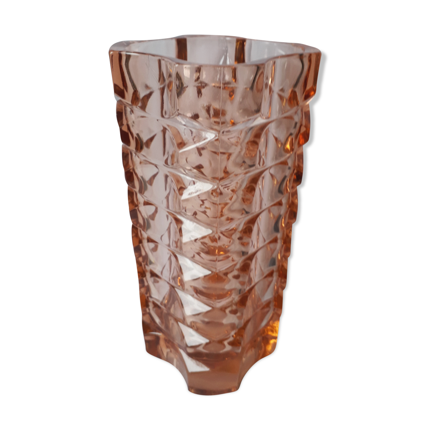 Pink glass vase waist