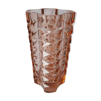 Pink glass vase waist