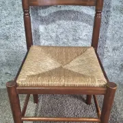Set of 4 rustic chairs in Louis XIII style, with rush seats, early 20th century.