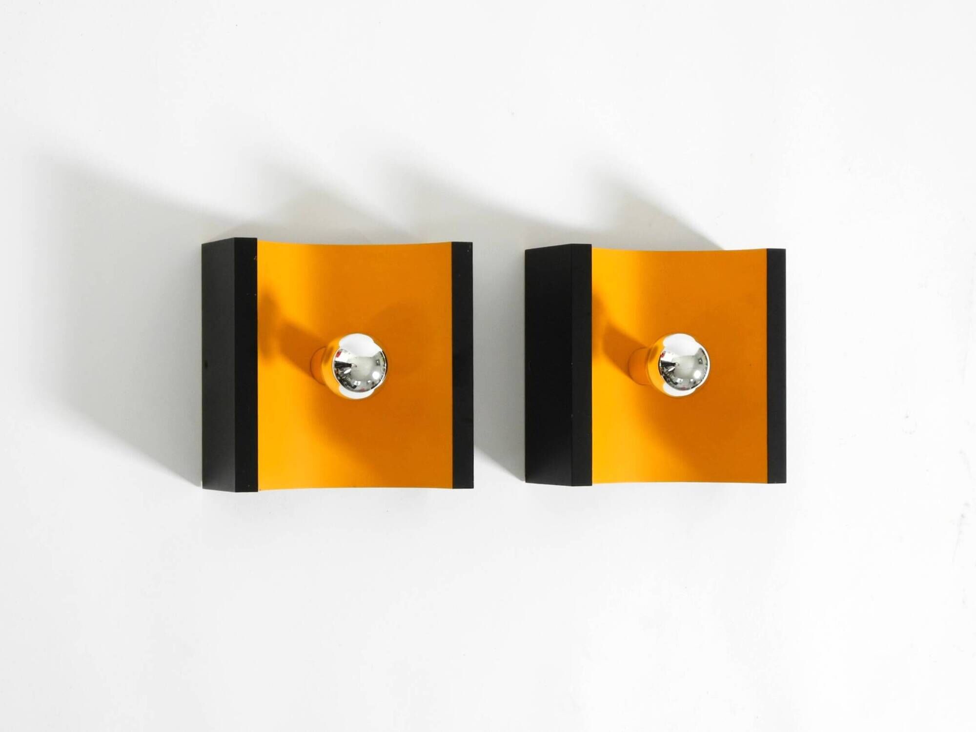 Pair of 60s Space Age metal wall lamps by Klaus Hempel for Kaiser Leuchten