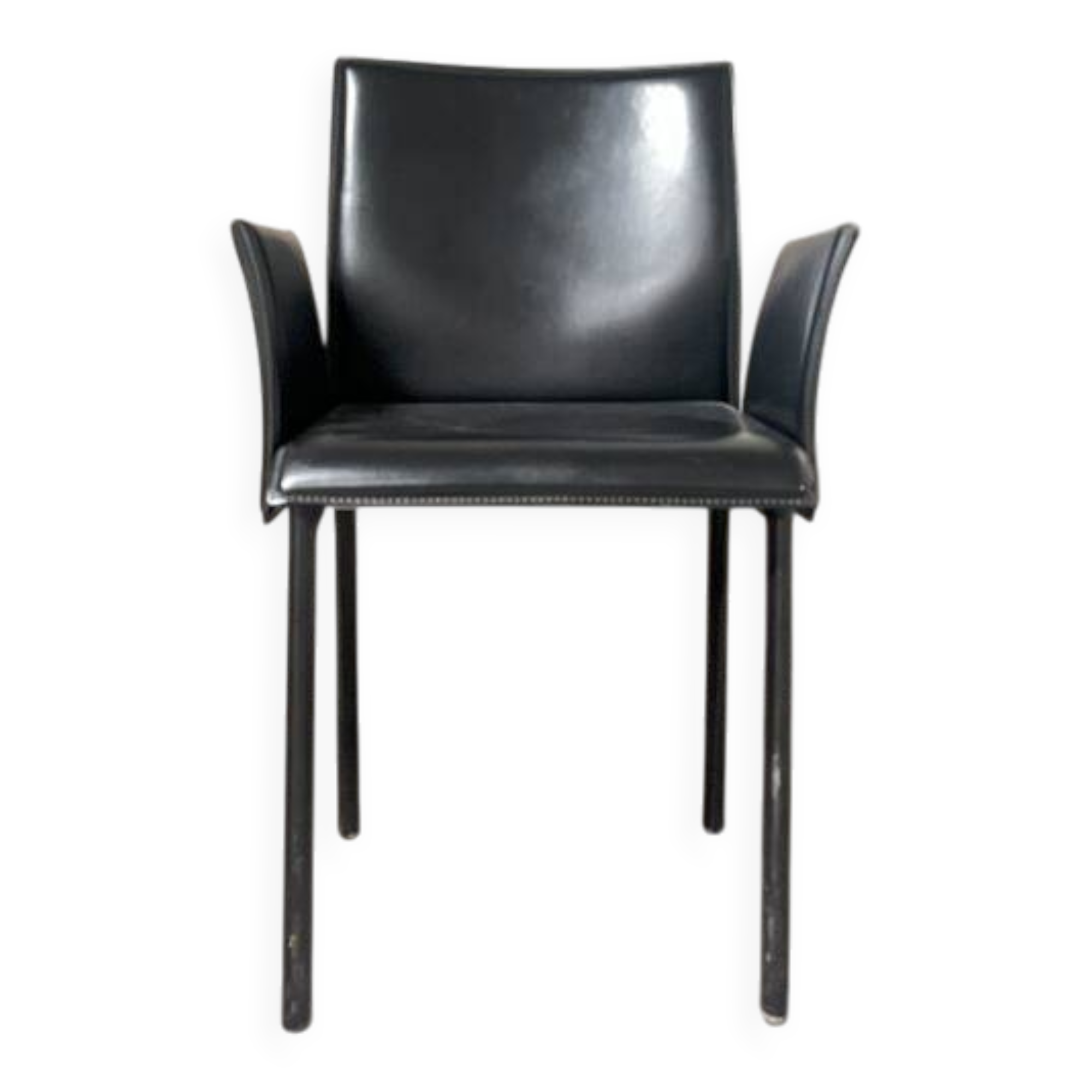 Office chair with armrests in thick black leather, Cattelan Italia