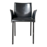 Office chair with armrests in thick black leather, Cattelan Italia