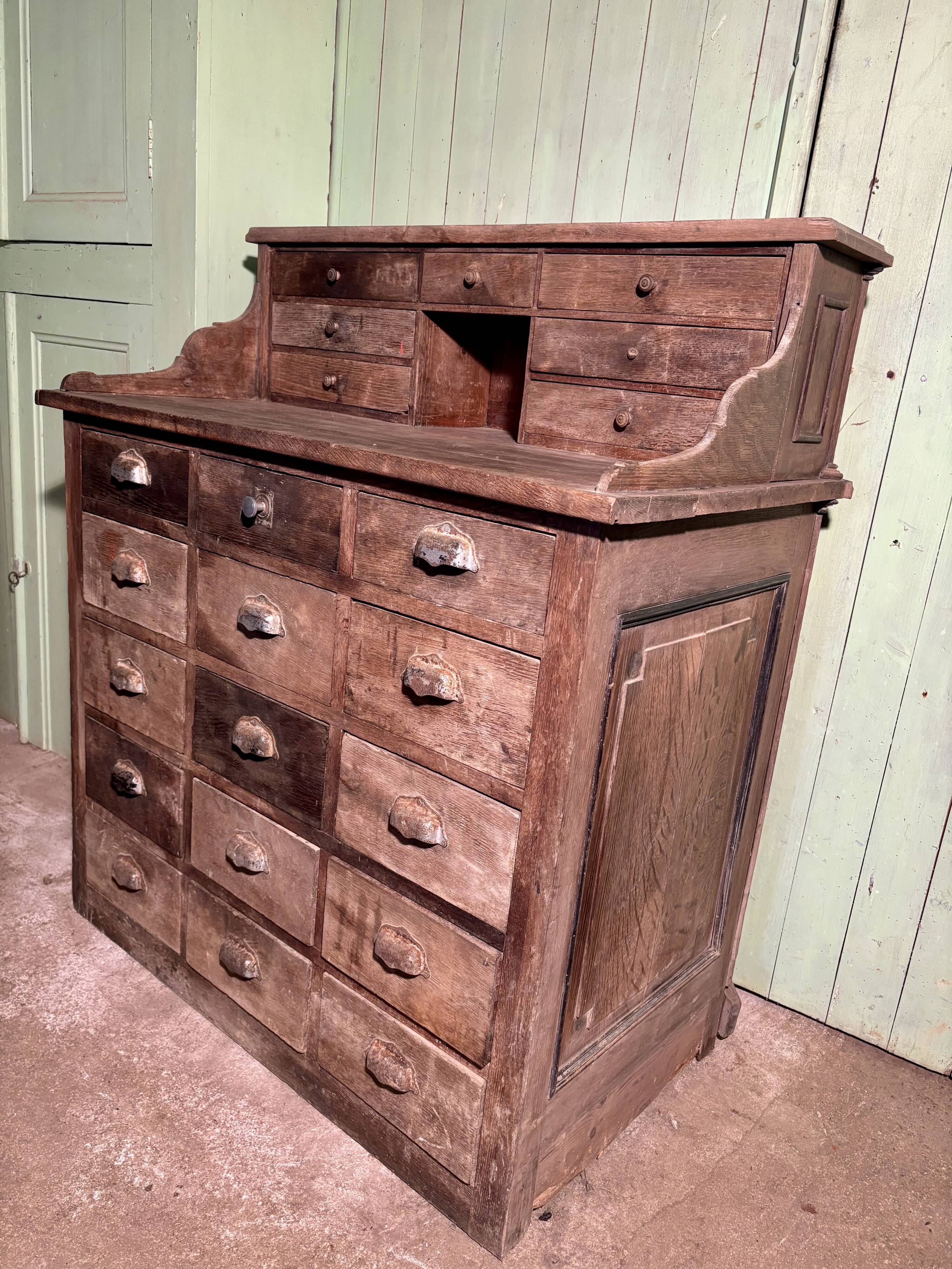 Antique solid wood workshop furniture with drawers