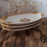 Set of 3 raviers Creil and Montereau pattern Carnations