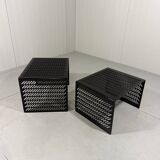 Black perforated steel nesting tables Italy 1980’s