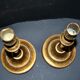 Set of 2 antique baluster candle holders in bronze – Pair of 19th-century beaded gadrooned candlesticks.