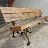 Antique garden bench French park bench oak with cast iron 218 cm