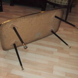 1960 compass foot coffee table, abstract decoration tray under glass.