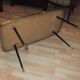 1960 compass foot coffee table, abstract decoration tray under glass.