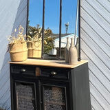 Buffet parisien ancien en bois massif brut et noir mat