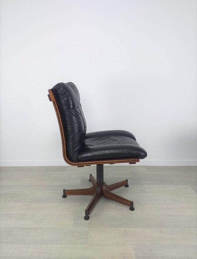 Vintage Scandinavian leather office armchair 60s