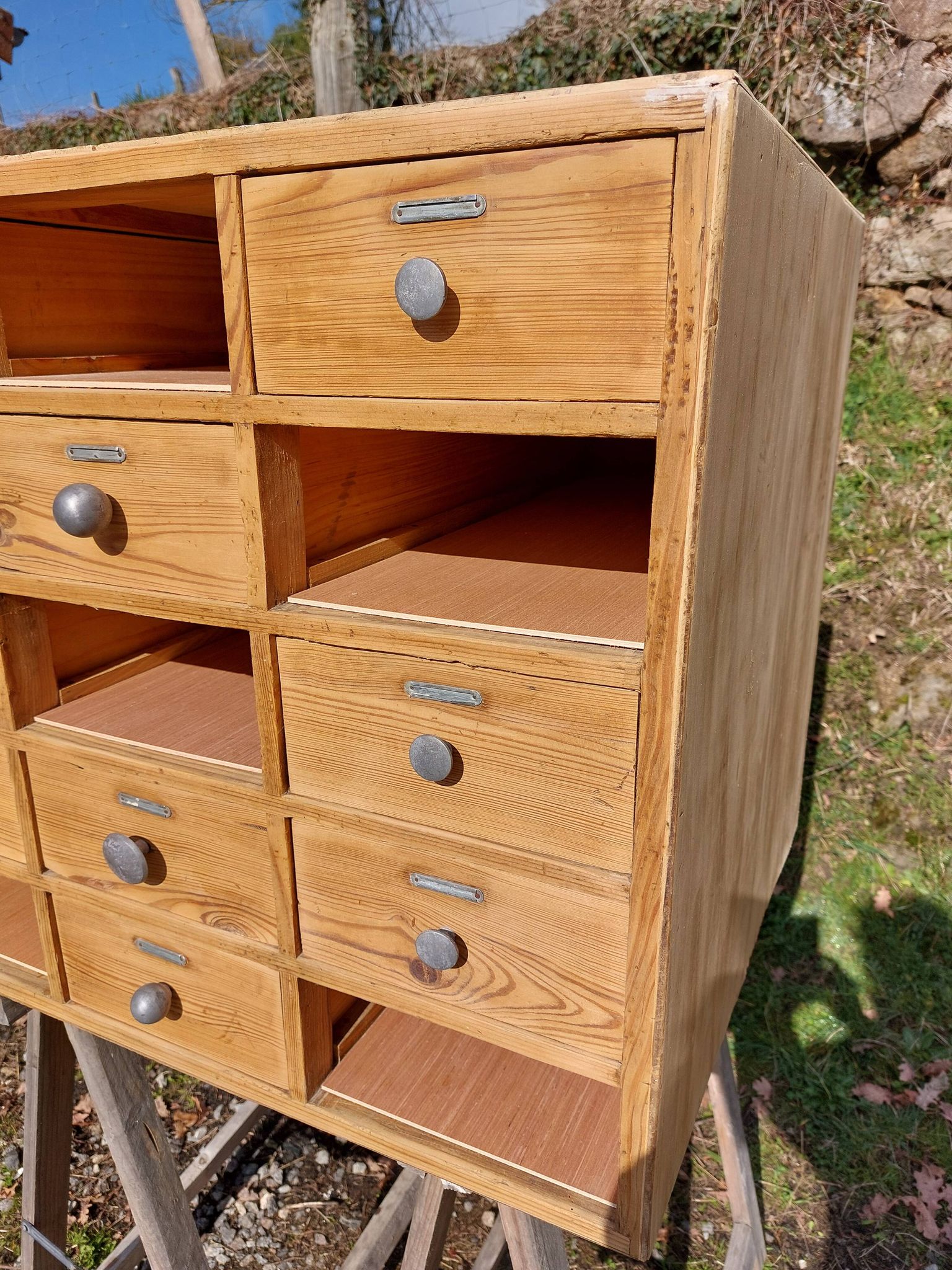 meuble de métier en bois, meuble à tiroirs