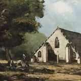 Old painting with frame - Church