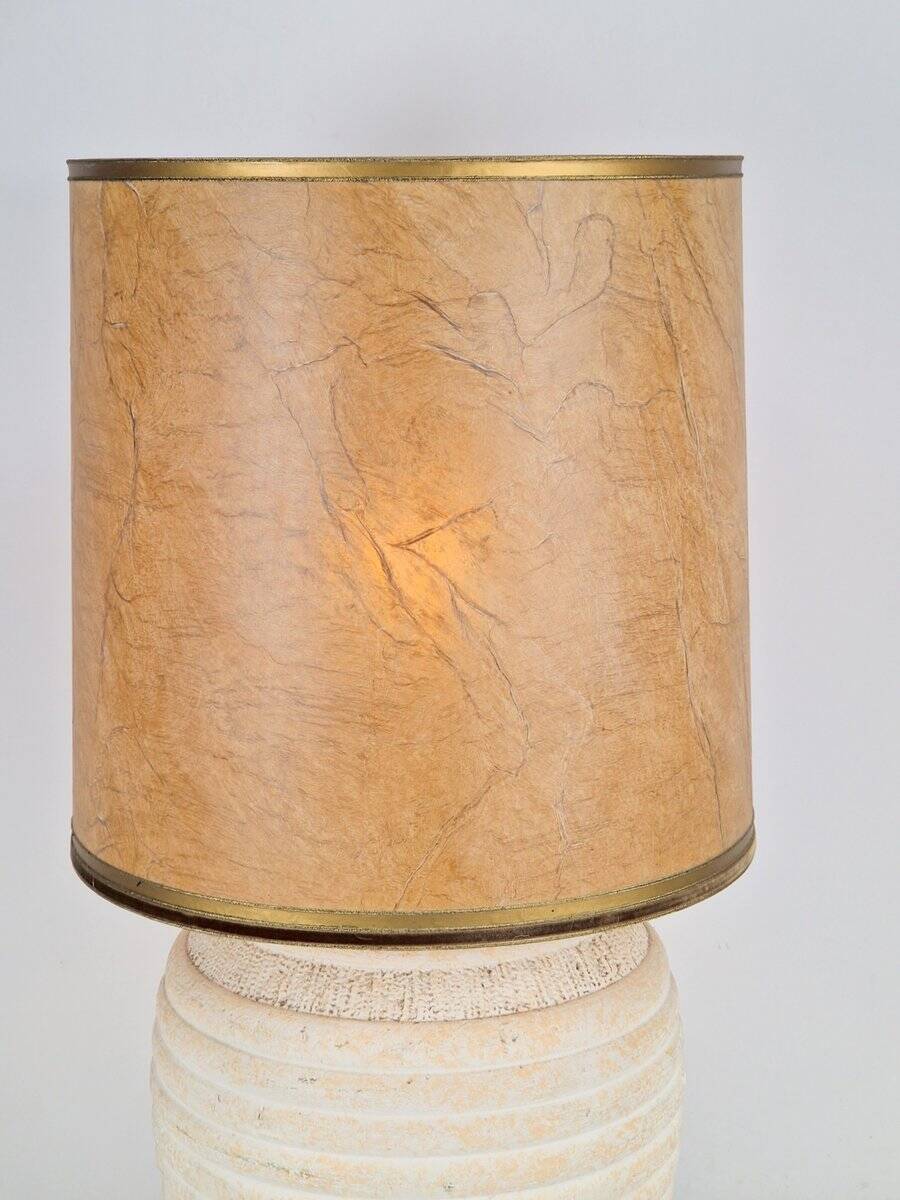 Vintage Organic Ribbed Plaster Table Lamp, 1970s