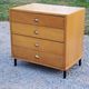 Vintage store chest of drawers in blond oak metal tube legs 4 drawers