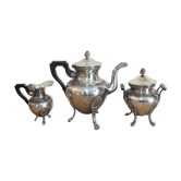 Coffee service 3 pieces old empire style in silver metal
