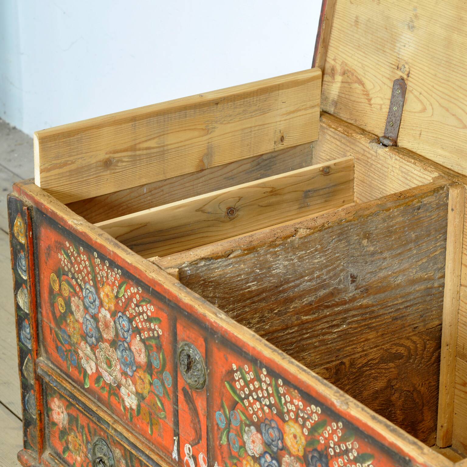 Folk art bridal chest, 1885