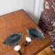 Double patère en métal et céramique
