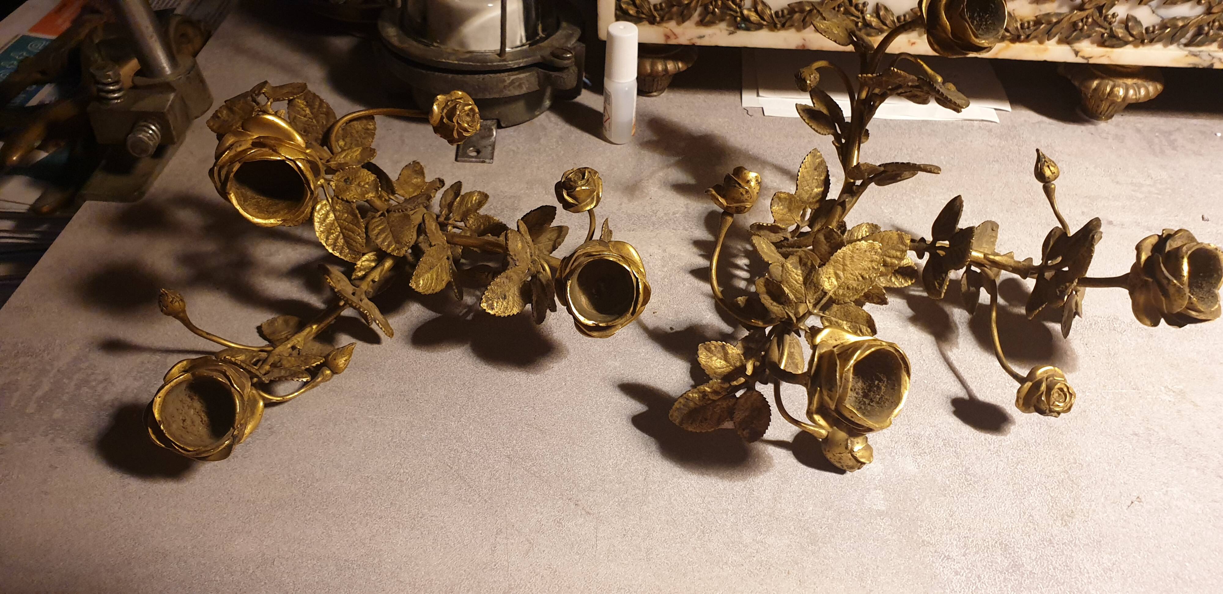 19th century bronze candlesticks