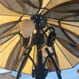 5913 table lamp with brown glass shade Tiffany type