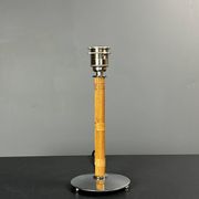 Set of 2 pencil reed rattan bamboo and chrome table lamps, 1980s