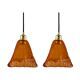 Set of two amber glass hanging lamps