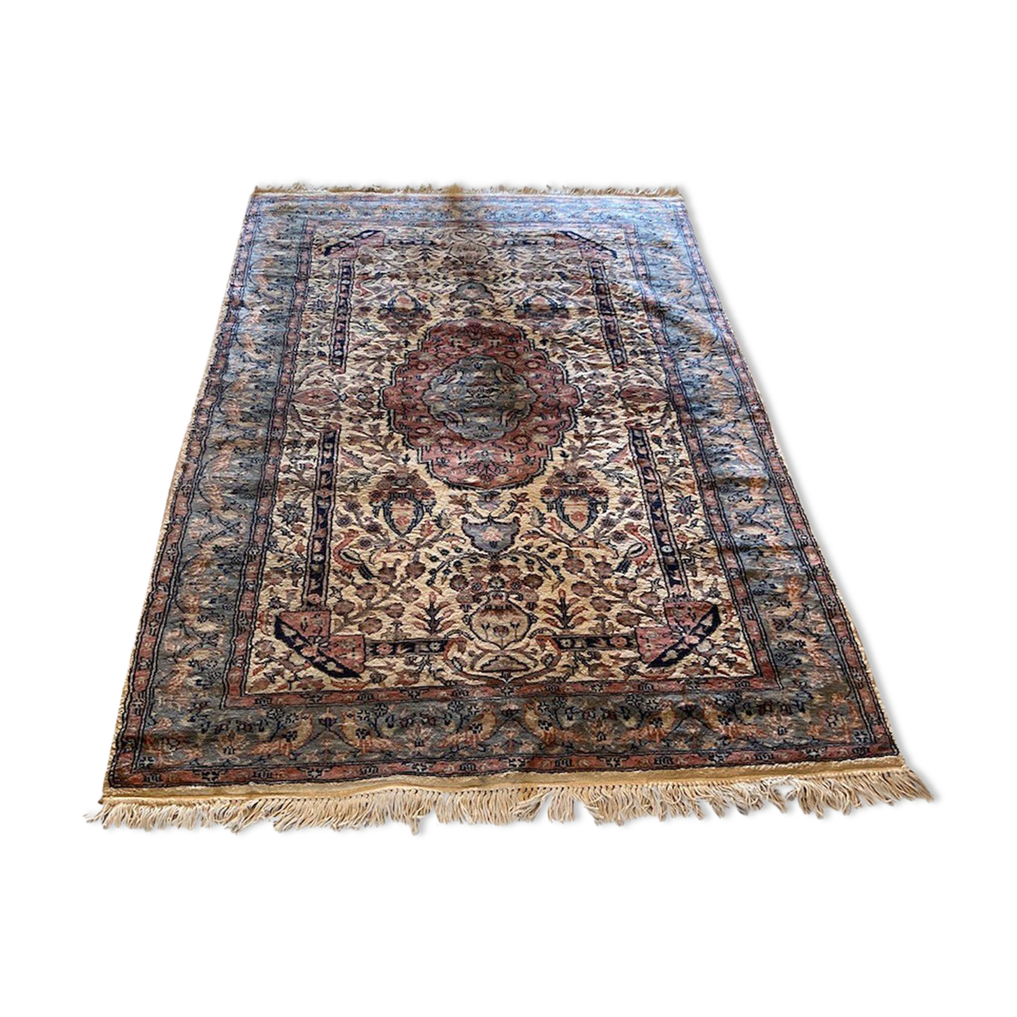 Old India Punjab wool carpet on cotton 190 x 124cm