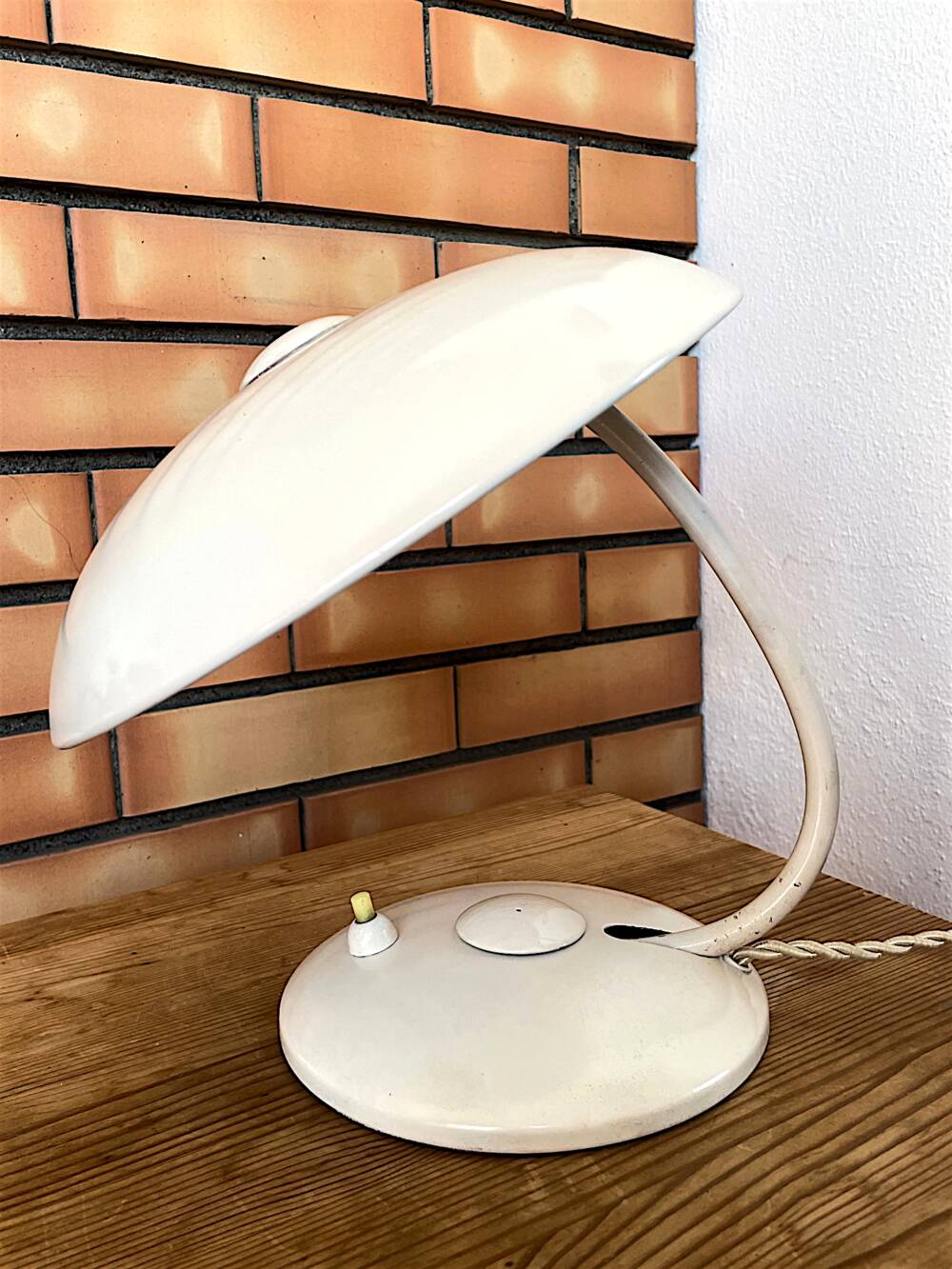 Original Bauhaus white desk lamp by Helo Leuchten