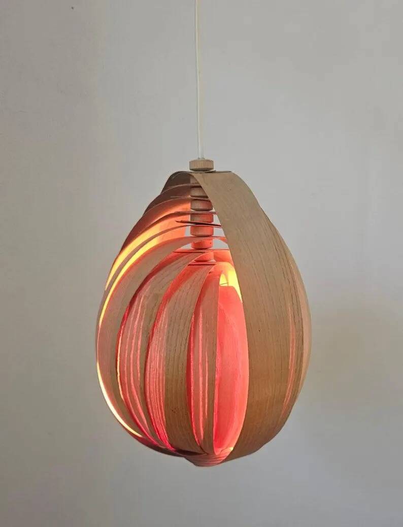 Rare Midcentury Wooden Pendant in style of Hans-Agne Jakobsson, Sweden, 1960s