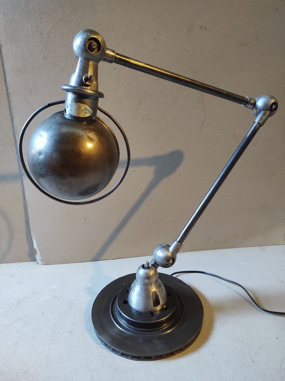 Workshop lamp Jieldé 2 industrial arm patina graphite rifle barrel