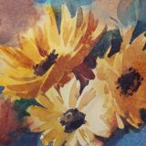 Watercolor from the 30s, ert deco under glass, framed, signed