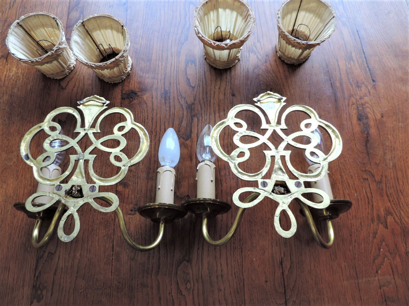 Pair of 1970 brass wall lamps