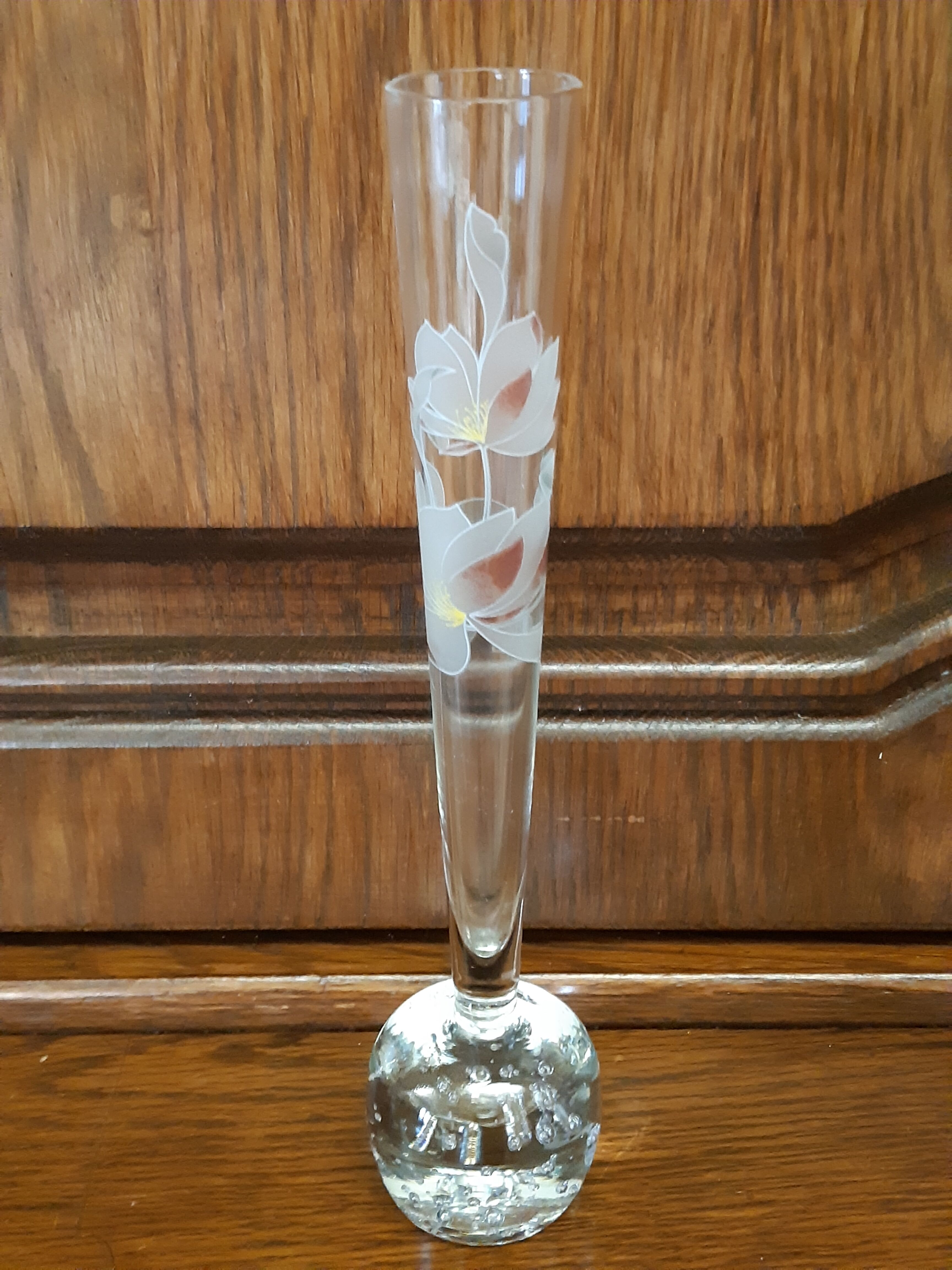 Bubbled glass soliflore and enamelled flowers