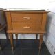 Pair of vintage oak bedside tables with mirror top