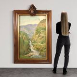 Painting Italian signed landscape from the 50s