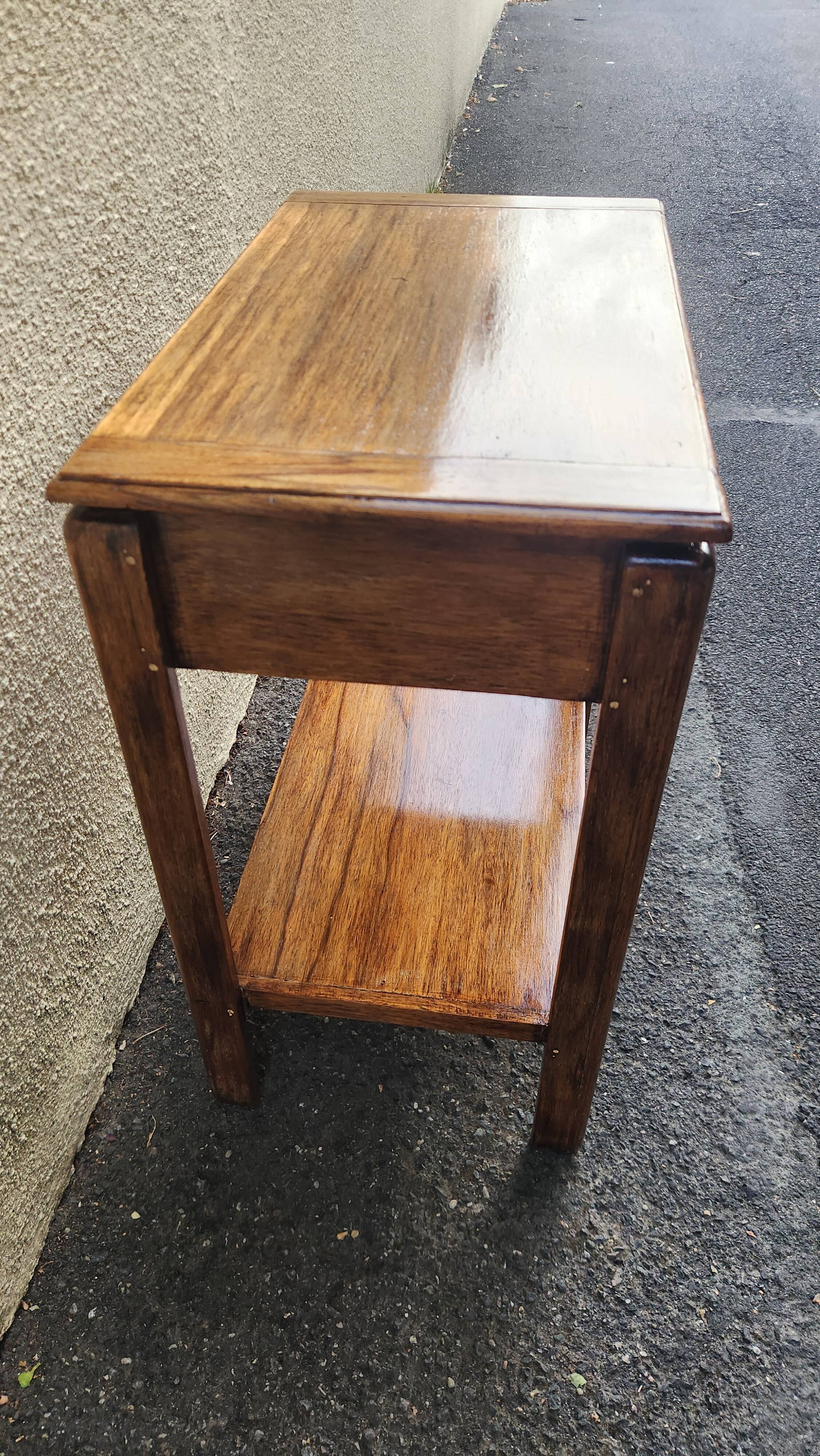 Beautiful vintage wooden bedside table with mirror.