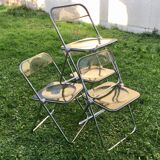 4 Plia smoked chairs by Giancarlo Piretti patent anonima castelli Italy